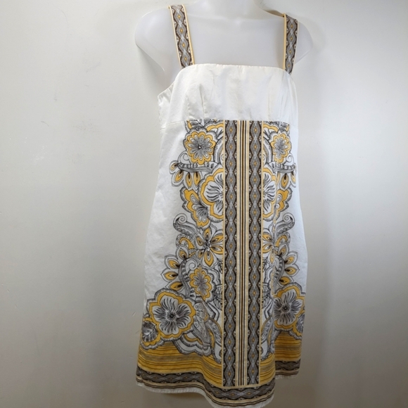Ann Taylor Loft Cream And Brown Floral  Sleeveless Dress , Size 6p - Picture 1 of 6
